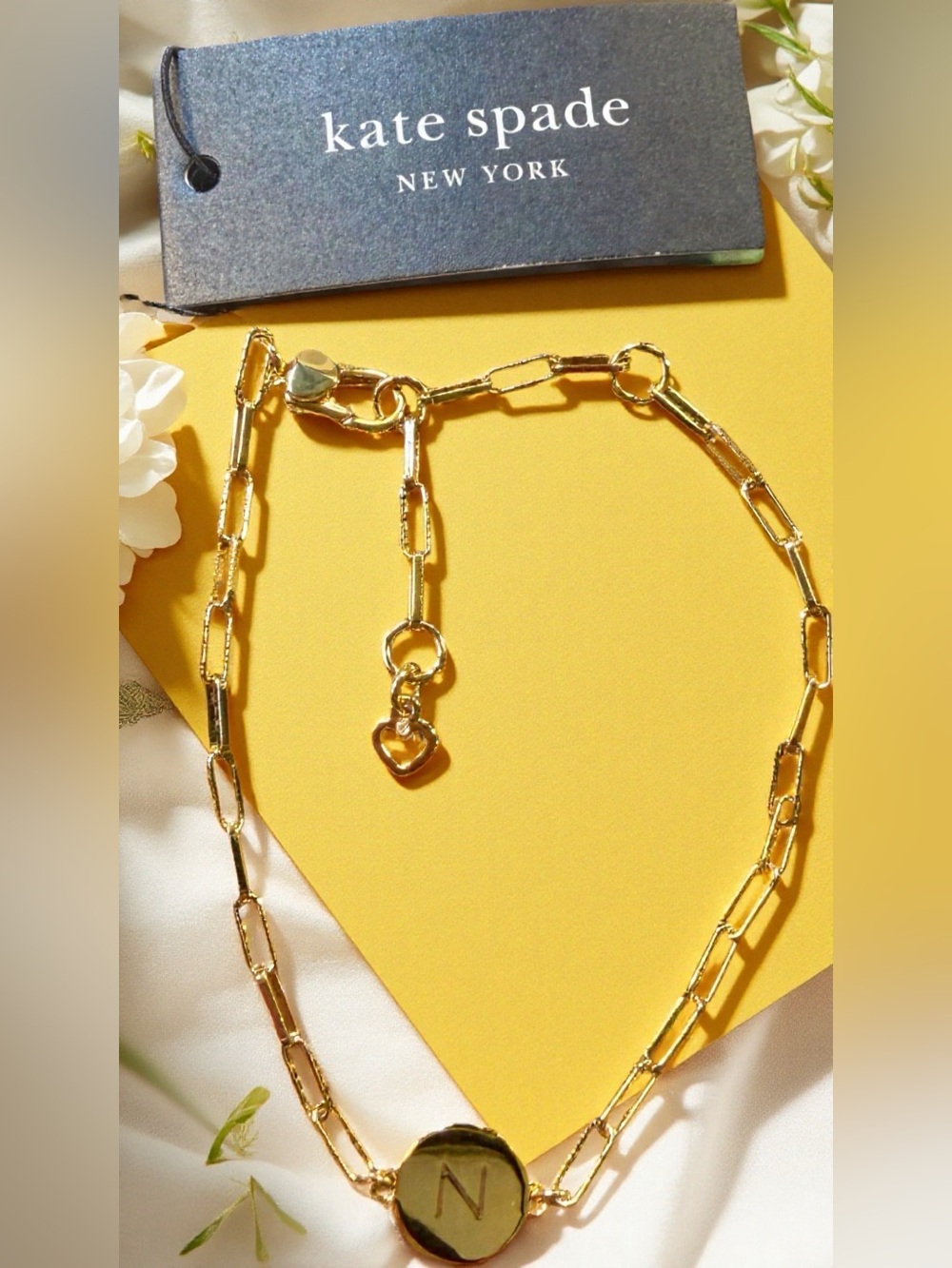 Kate Spade Gold Initial N Gold Charm Bracelet Chain NEW With Gift Bag